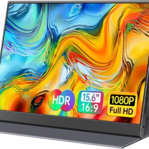 15.6inch Portable Monitor,1080P USB-C HDMI Second External Monitor for Laptop,PC,Mac Phone,PS,Xbox,Swich,IPS Ultra-Thin Zero Frame Gaming Display/Premium Smart Cover