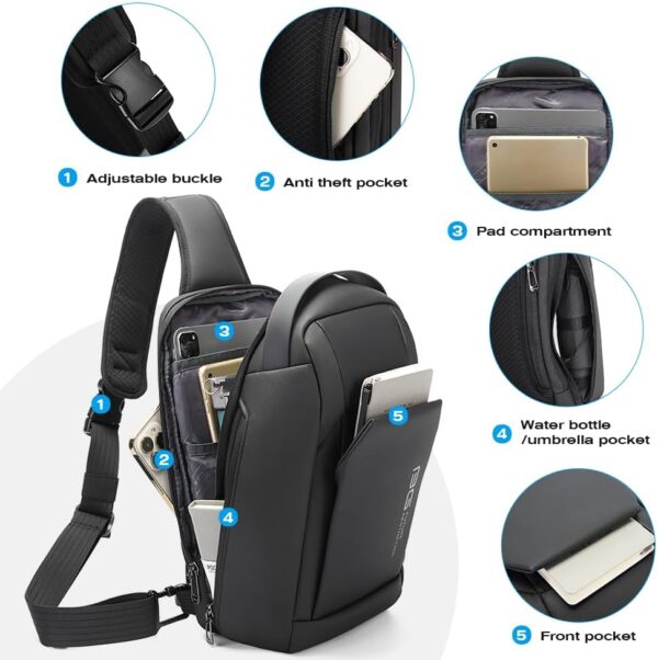 BANGE Man Sling Bag,Mens Sling Bags Crossbody - Image 3