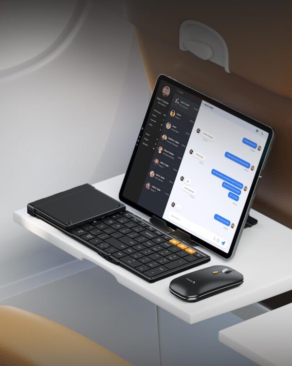 ProtoArc Foldable Keyboard and Mouse, XKM01 True Full-Size Folding Keyboard Mouse Combo for Business and Travel, 2.4G+Dual Bluetooth Portable Mouse Keyboard for Laptop iPads Tablets - Black - Image 7