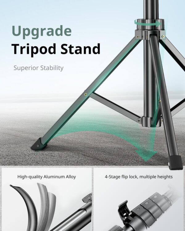 SENSYNE 62" Phone Tripod & Selfie Stick, Extendable Cell Phone Tripod Stand with Wireless Remote and Phone Holder, Compatible with iPhone Android Phone, Camera - Image 3