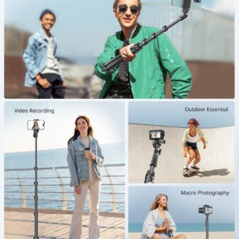 SENSYNE 62" Phone Tripod & Selfie Stick, Extendable Cell Phone Tripod Stand with Wireless Remote and Phone Holder, Compatible with iPhone Android Phone, Camera - Image 4