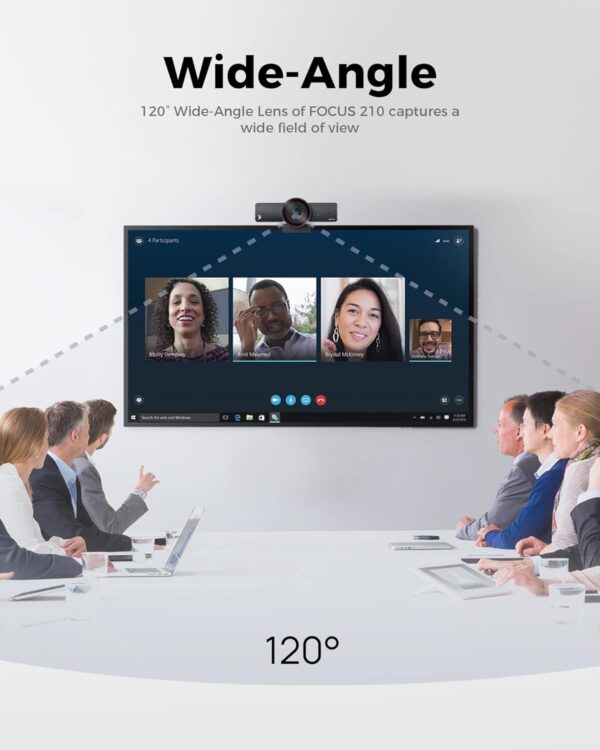 WYRESTORM 4K Webcam with AI Tracking, 120° FOV Wide Angle, Auto Framing, 90fps, 8X Digital Zoom, Dual AI Noise-canceling Mics, Video Conference Room Camera, Zoom Certified, Works for Microsoft Teams - Image 6