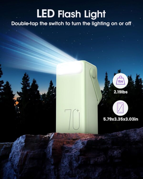 Portable Charger Power Bank 70000mAh, 22.5W Fast Charging USB C Battery Pack, 3 Outputs, LED Display & LED Light, External Huge Capacity Battery Bank for iPhone, Samsung, iPad, Camping, Fishing - Image 5
