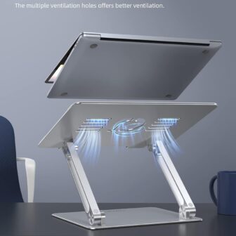 Lamicall Adjustable Laptop Stand, Portable Laptop Riser, Aluminum Laptop Stand for Desk Foldable, Ergonomic Computer Notebook Stand Holder for MacBook Air Pro, Dell XPS, HP (10-17.3'') - Silver - Image 3
