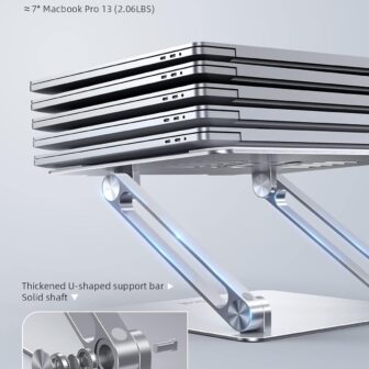 Lamicall Adjustable Laptop Stand, Portable Laptop Riser, Aluminum Laptop Stand for Desk Foldable, Ergonomic Computer Notebook Stand Holder for MacBook Air Pro, Dell XPS, HP (10-17.3'') - Silver - Image 5