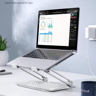 Lamicall Adjustable Laptop Stand, Portable Laptop Riser, Aluminum Laptop Stand for Desk Foldable, Ergonomic Computer Notebook Stand Holder for MacBook Air Pro, Dell XPS, HP (10-17.3'') - Silver - Image 6