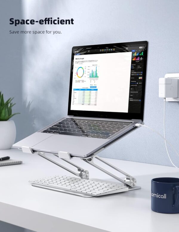 Lamicall Adjustable Laptop Stand, Portable Laptop Riser, Aluminum Laptop Stand for Desk Foldable, Ergonomic Computer Notebook Stand Holder for MacBook Air Pro, Dell XPS, HP (10-17.3'') - Silver - Image 6