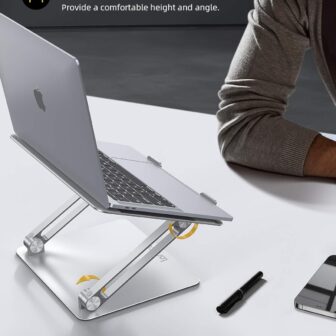 Lamicall Adjustable Laptop Stand, Portable Laptop Riser, Aluminum Laptop Stand for Desk Foldable, Ergonomic Computer Notebook Stand Holder for MacBook Air Pro, Dell XPS, HP (10-17.3'') - Silver - Image 7
