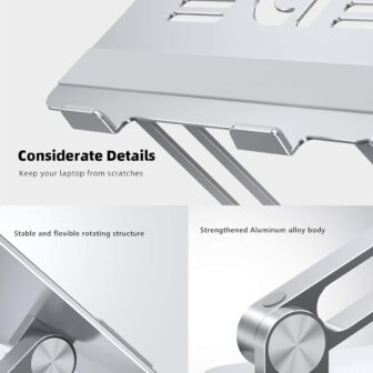 Lamicall Adjustable Laptop Stand, Portable Laptop Riser, Aluminum Laptop Stand for Desk Foldable, Ergonomic Computer Notebook Stand Holder for MacBook Air Pro, Dell XPS, HP (10-17.3'') - Silver - Image 8