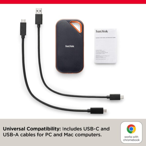 SanDisk 4TB Extreme PRO Portable SSD - Up to 2000MB/s - USB-C, USB 3.2 Gen 2x2, IP65 Water and Dust Resistance, Updated Firmware - External Solid State Drive - SDSSDE81-4T00-G25 - Image 3