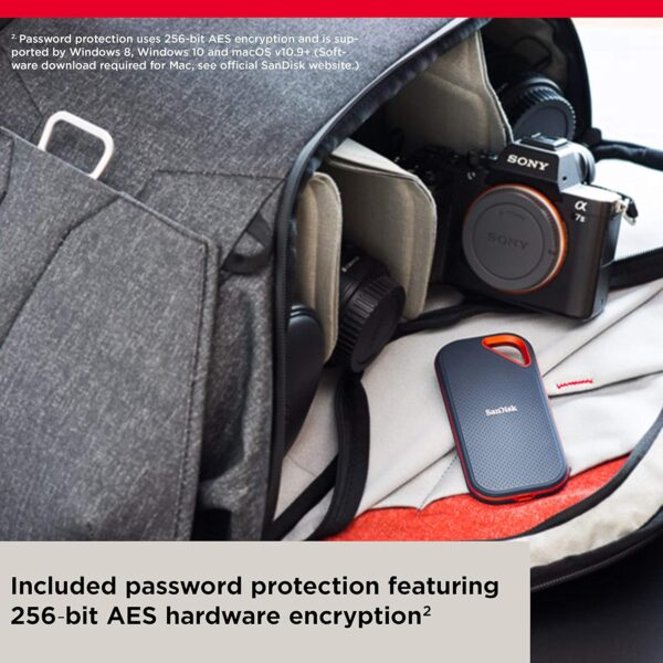 SanDisk 4TB Extreme PRO Portable SSD - Up to 2000MB/s - USB-C, USB 3.2 Gen 2x2, IP65 Water and Dust Resistance, Updated Firmware - External Solid State Drive - SDSSDE81-4T00-G25 - Image 6
