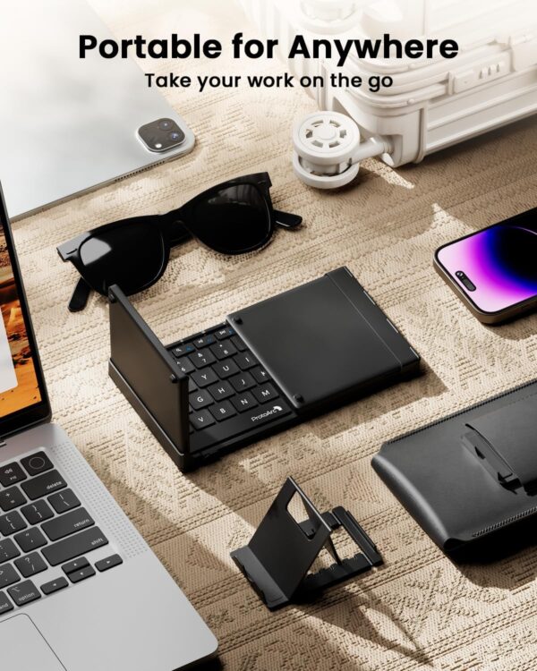 ProtoArc Foldable Keyboard with Touchpad, XK01 TP Folding Portable Keyboard, Full Size Keys, Large Trackpad Bluetooth Travel Keyboards for iPad Laptop PC Tablets -Black - Image 4