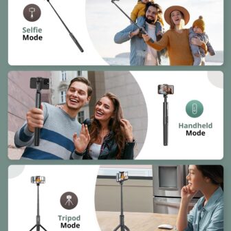 Sensyne 60" Phone Tripod & Selfie Stick, Lightweight All in One Phone Tripod Integrated with Wireless Remote Compatible with All Cell Phones for Selfie/Video Recording/Photo/Live Stream/Vlog（Black） - Image 4