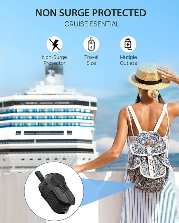 BEVA Travel Power Strip with USB C Ports, 4FT Extension Cord, 2 Outlets, 3 USB Ports, Cruise Ship Essentials (3.4A Charge, Black) - Image 6