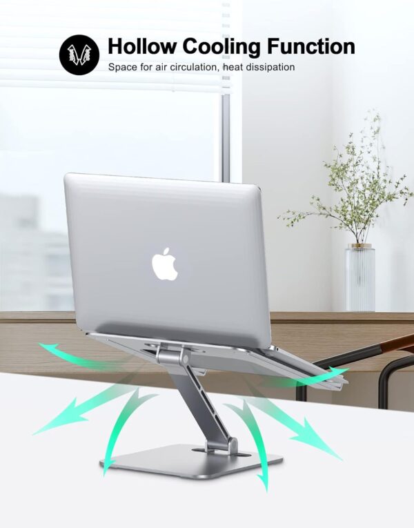Foldable Laptop Stand, Height Adjustable Ergonomic Computer Stand for Desk, Aluminum Portable Laptop Riser Holder Mount Compatible with MacBook Pro Air, HP, Dell 10-16" - Image 3