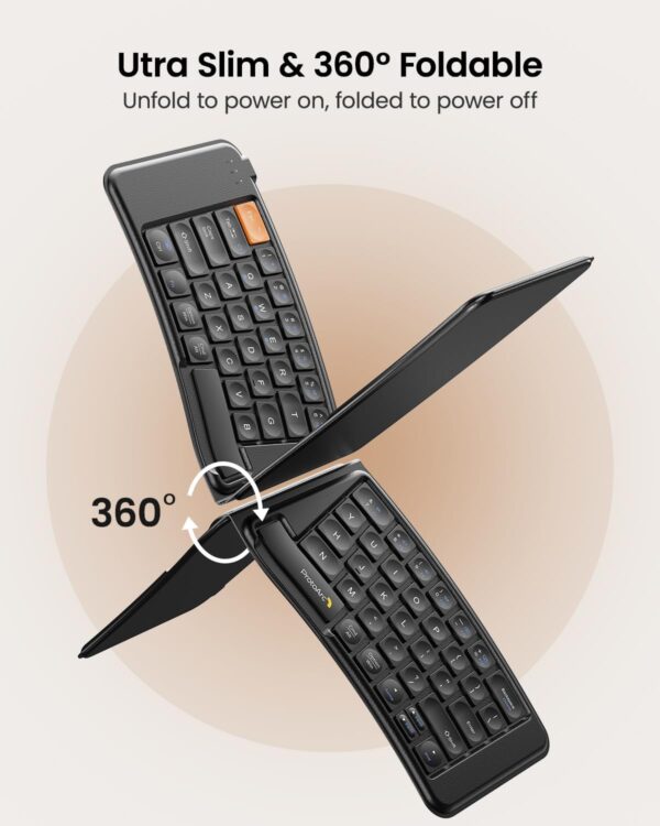 ProtoArc Ergonomic Foldable Keyboard Mouse, XKM03 Portable Folding Bluetooth Keyboard Mouse Combo for Business and Travel, Split Design, 3 Bluetooth, Rechargeable, for iPad, Tablet, iPhone, Laptop - Image 3