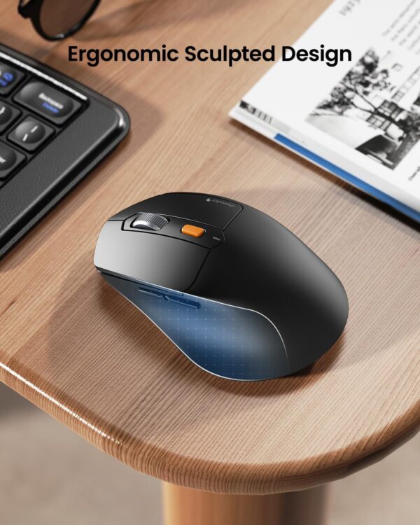ProtoArc Ergonomic Foldable Keyboard Mouse, XKM03 Portable Folding Bluetooth Keyboard Mouse Combo for Business and Travel, Split Design, 3 Bluetooth, Rechargeable, for iPad, Tablet, iPhone, Laptop - Image 4