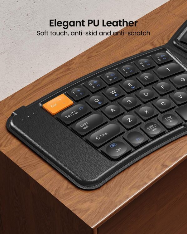 ProtoArc Ergonomic Foldable Keyboard Mouse, XKM03 Portable Folding Bluetooth Keyboard Mouse Combo for Business and Travel, Split Design, 3 Bluetooth, Rechargeable, for iPad, Tablet, iPhone, Laptop - Image 9