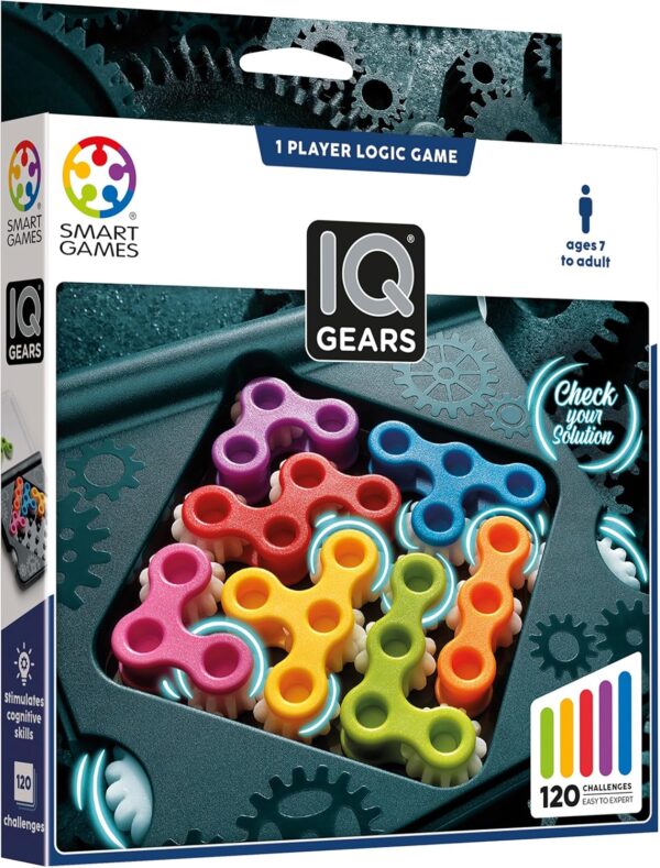 SmartGames IQ Gears Travel-Friendly Dynamic Logic Game Featuring 120 Challenges for Ages 7 - Adult - Image 3