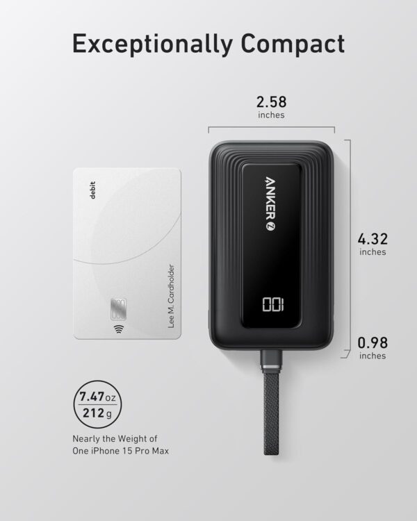 ANKER Portable Charger, 10,000mAh 30W Power Bank, USB-C in and Out Fast Charging Battery Pack, Travel Essential Phone Power Bank, for iPhone 16/15, iPad, MacBook, Galaxy, Google, and More - Image 6