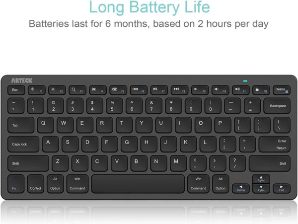 Arteck Ultra-Slim Keyboard Compatible with iPad 10.2-inch/iPad Air/iPad 9.7-inch/iPad Pro/iPad Mini, iPhone and Other Bluetooth Enabled Devices Including iOS, Android, Windows, Black - Image 5