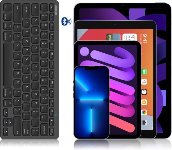 Arteck Ultra-Slim Keyboard Compatible with iPad 10.2-inch/iPad Air/iPad 9.7-inch/iPad Pro/iPad Mini, iPhone and Other Bluetooth Enabled Devices Including iOS, Android, Windows, Black - Image 7