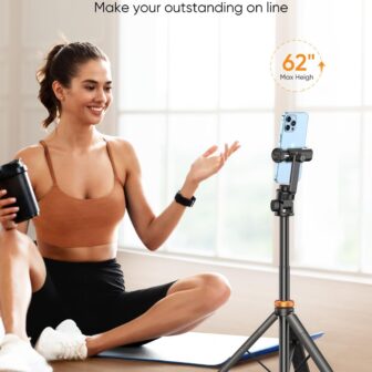 EUCOS 62" Phone Tripod, Tripod for iPhone & Selfie Stick Tripod with Remote, Extendable Phone Tripod Stand & Travel Tripod, Solidest Cell Phone Tripod Compatible with iPhone/Android - Image 3