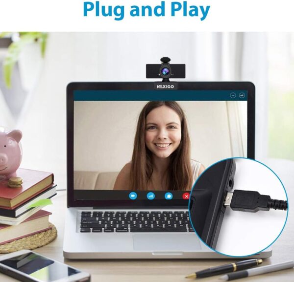 NexiGo N60 1080P Webcam with Microphone, Adjustable FOV, Zoom, Software Control & Privacy Cover, USB HD Computer Web Camera, Plug and Play, for Zoom/Skype/Teams, Conferencing and Video Calling - Image 5