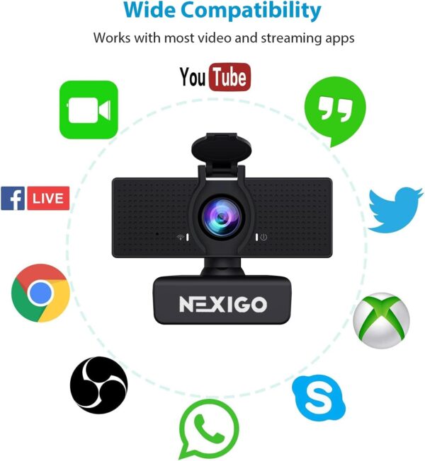 NexiGo N60 1080P Webcam with Microphone, Adjustable FOV, Zoom, Software Control & Privacy Cover, USB HD Computer Web Camera, Plug and Play, for Zoom/Skype/Teams, Conferencing and Video Calling - Image 8