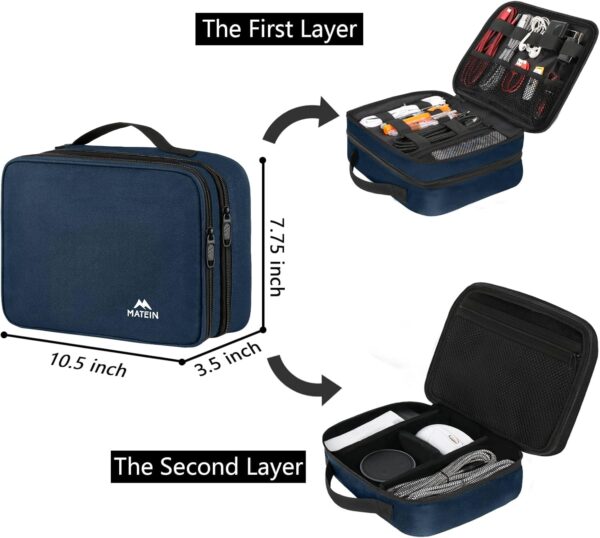 MATEIN Electronics Organizer Travel Case, Water Resistant Portable Travel Cord Organizer for Earphone, Power Bank, and Flash Drive, Universal Carry Case for Cables, Tech Gifts for Men, Navy Blue - Image 3