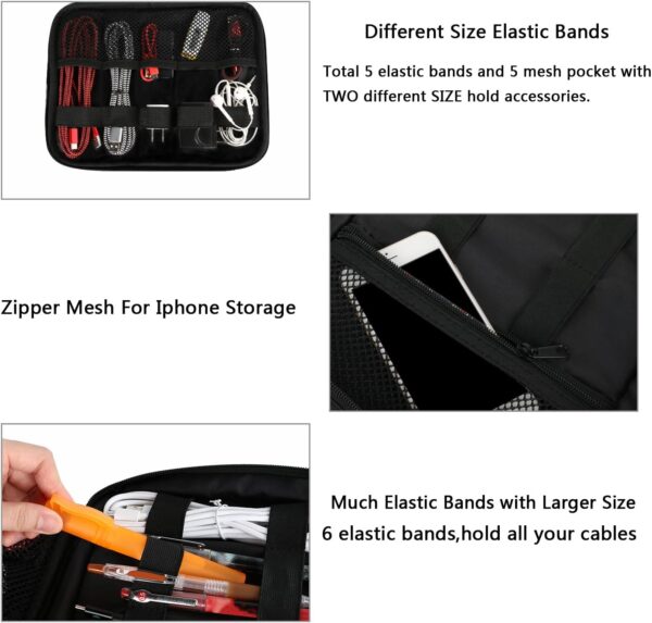 MATEIN Electronics Organizer Travel Case, Water Resistant Portable Travel Cord Organizer for Earphone, Power Bank, and Flash Drive, Universal Carry Case for Cables, Tech Gifts for Men, Navy Blue - Image 4