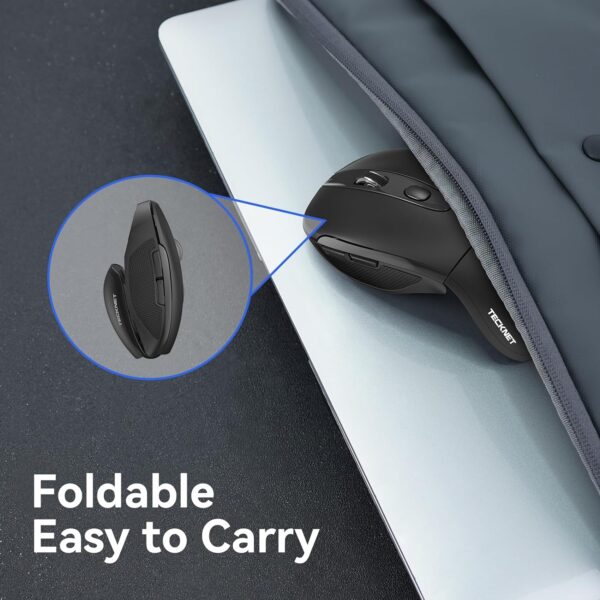 TECKNET Folding Wireless Mouse, 2.4G Travel Mouse Portable 3 Adjustable DPI 2000/1500/1000 Compatible with Notebook, PC, Computer, 2-Year Battery Life - Image 3