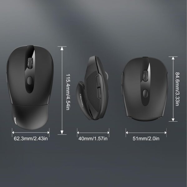 TECKNET Folding Wireless Mouse, 2.4G Travel Mouse Portable 3 Adjustable DPI 2000/1500/1000 Compatible with Notebook, PC, Computer, 2-Year Battery Life - Image 6