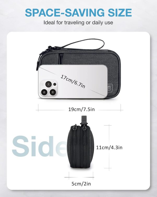 BAGSMART Cord Organizer Travel Cable Organizer Bag Tech Electronic Organizer Travel Case, Travel Essentials for Charger, Cable, Phone, Flash drive, Double Layer-Black - Image 5