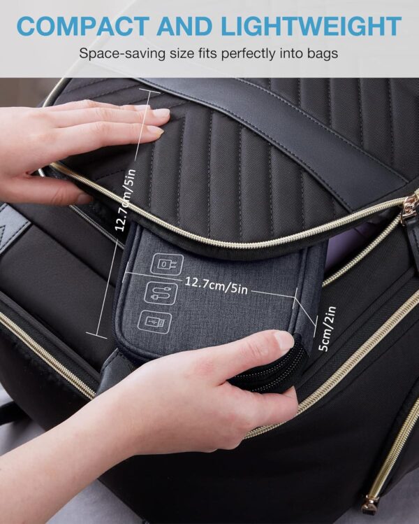 BAGSMART Cord Organizer Travel Cable Organizer Bag Tech Electronic Organizer Travel Case, Travel Essentials for Charger, Cable, Phone, Flash drive, Double Layer-Black - Image 6
