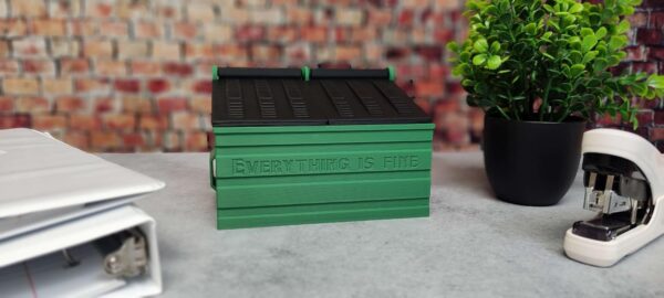MunnyGrubbers - Dumpster Fire Desk Organizer Caddy - Includes Removable Fake LED Flame & Remote - Cute Desk Decor, Gag Gifts, Funny Gifts for Coworker, Employee Appreciation - (DFPH-Green) - Image 4