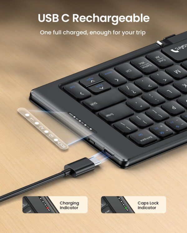 ProtoArc Foldable Compact Keyboard, XK04 Portable Bluetooth Keyboard with PU Leather Cover, Pocket-Sized Wireless Travel Keyboards for iPad, iPhone, Smartphone, Tablet and Laptop - Black - Image 7