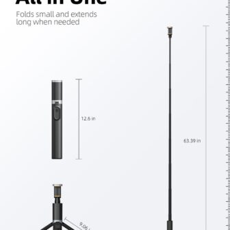 TODI 63" Cell Phone Selfie Stick Tripod, Portable Tripod for iPhone with Wireless Remote, Extendable Smartphone Stand, All-in-1, Compatible with iPhone/Android - Image 7