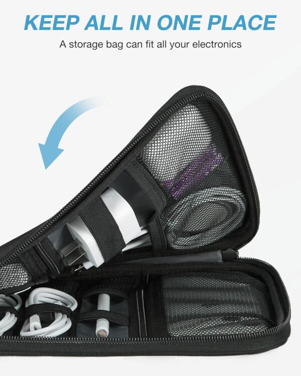 BAGSMART Electronics Travel Organizer Case, Tech Accessories Cord Storage Bag for Phone, Power Bank, SD Card, Cables, Black - Image 6