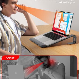 Laptop Stand for Desk, Laptop Stand with Wrist Support, Ergonomic Detachable Laptop Riser, Mount, Holder Notebook Computer Stand for MacBook Air Pro, HP, Dell, XPS, HP (10-17") Laptops - Black - Image 4