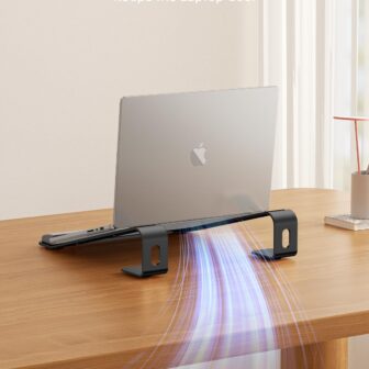 Laptop Stand for Desk, Laptop Stand with Wrist Support, Ergonomic Detachable Laptop Riser, Mount, Holder Notebook Computer Stand for MacBook Air Pro, HP, Dell, XPS, HP (10-17") Laptops - Black - Image 5