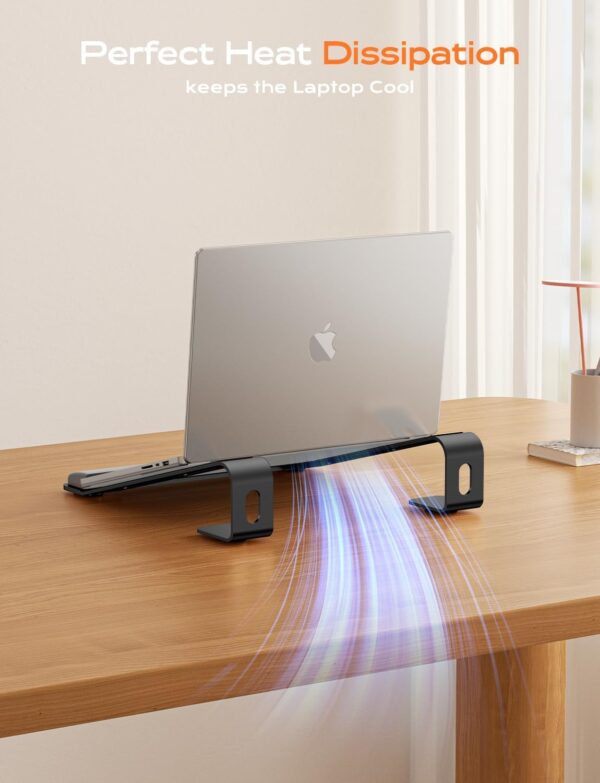 Laptop Stand for Desk, Laptop Stand with Wrist Support, Ergonomic Detachable Laptop Riser, Mount, Holder Notebook Computer Stand for MacBook Air Pro, HP, Dell, XPS, HP (10-17") Laptops - Black - Image 5