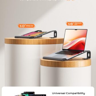 Laptop Stand for Desk, Laptop Stand with Wrist Support, Ergonomic Detachable Laptop Riser, Mount, Holder Notebook Computer Stand for MacBook Air Pro, HP, Dell, XPS, HP (10-17") Laptops - Black - Image 7
