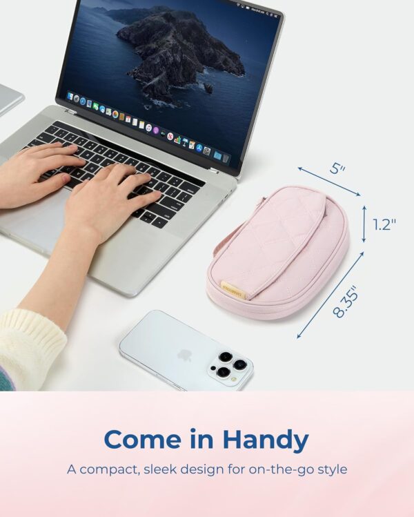 BAGSMART Cord Organizer Travel Cable Bag, Compact Tech Electronic Organizer Travel Case, Essentials for Charger, Cable, Phone, Flash drive - Pink - Image 3