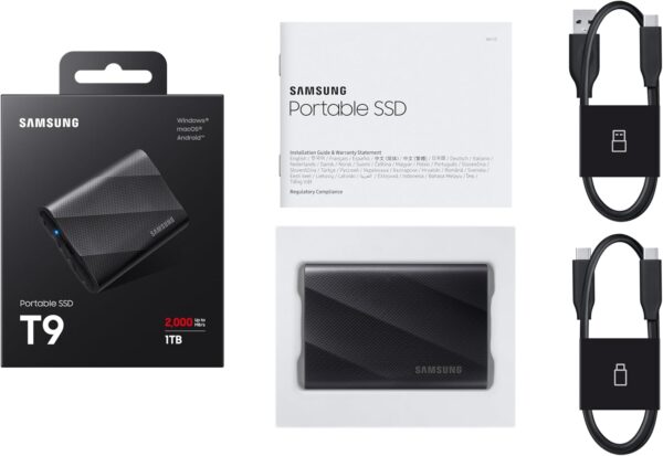 SAMSUNG T9 Portable SSD 4TB, USB 3.2 Gen 2x2 External Solid State Drive, Seq. Read Speeds Up to 2,000MB/s for Gaming, Students and Professionals,MU-PG4T0B/AM, Black (pack of 1) - Image 7