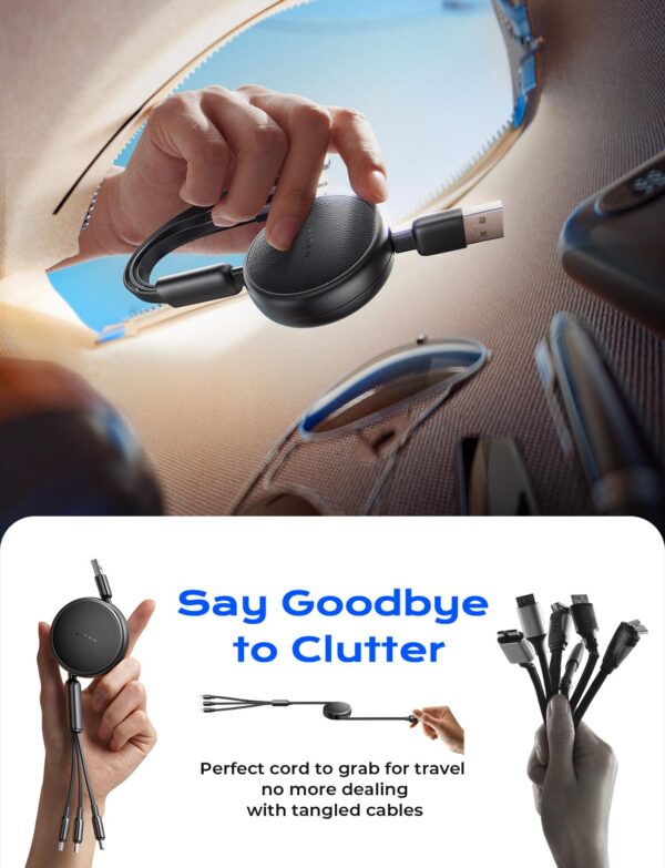 LISEN Multi Charging Cable, 3 in 1 Charging Cable, Retractable Car Charger with Type C/L/Micro USB Ports for iPhone 16 15 14 Pro Max/Samsung Galaxy S25/PS/Kindle, Multi Chargers for All Devices - Image 3