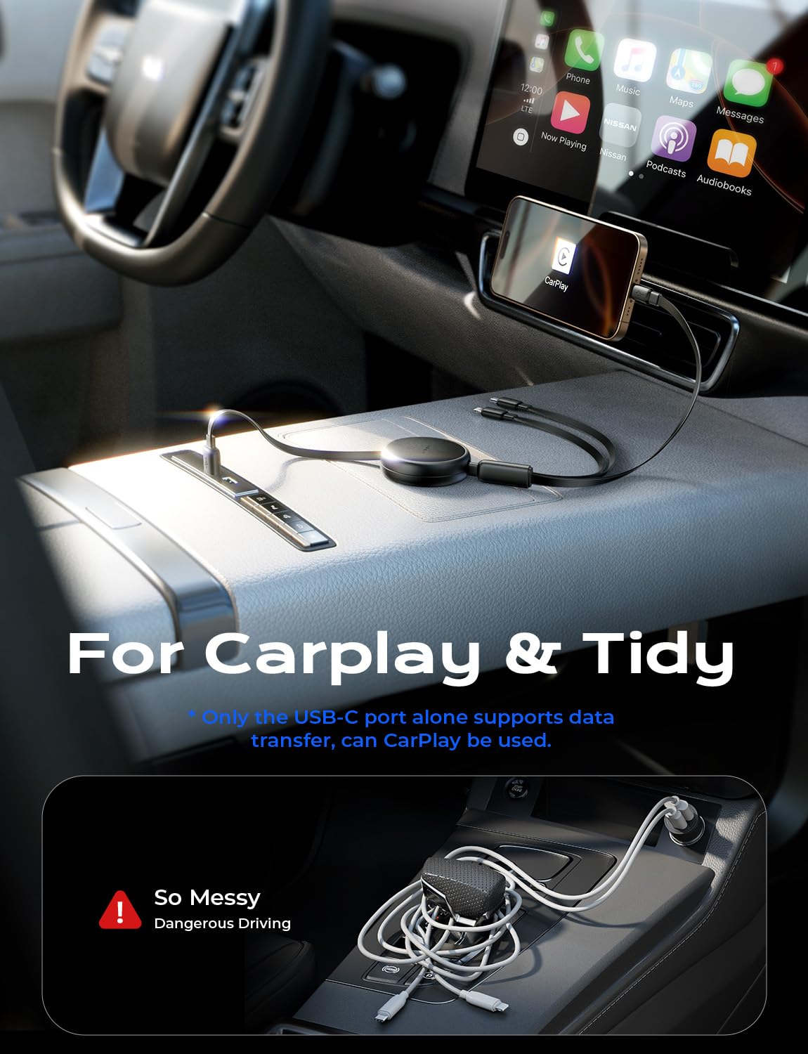 LISEN Multi Charging Cable, 3 in 1 Charging Cable, Retractable Car Charger with Type C/L/Micro USB Ports for iPhone 16 15 14 Pro Max/Samsung Galaxy S25/PS/Kindle, Multi Chargers for All Devices - Image 5