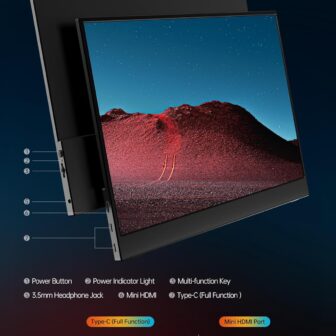 VILVA Portable-Monitor-for-Laptop - 15.6'' 1080P FHD IPS Display USB-C HDMI Portable Monitor for Laptop with Cover and Speakers External Monitor for Laptop/PC/Mac/Phone/Xbox Switch/PS4/ - Image 7