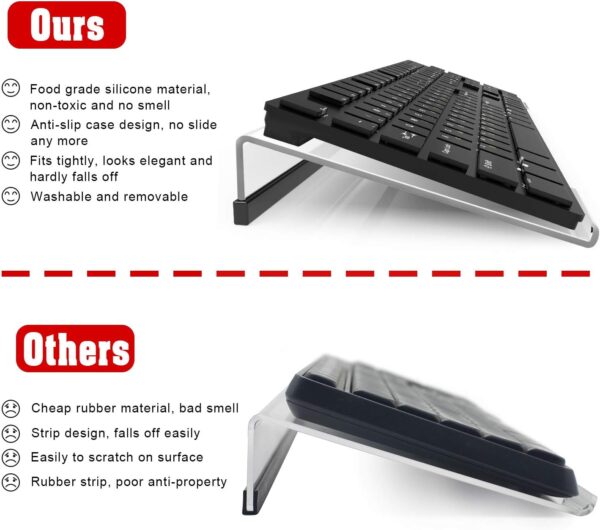 Acrylic Tilted Computer Keyboard Stand for Ergonomic Typing, Keyboard Tray Holder with Silicone Non-Slip Case, Clear - Image 6