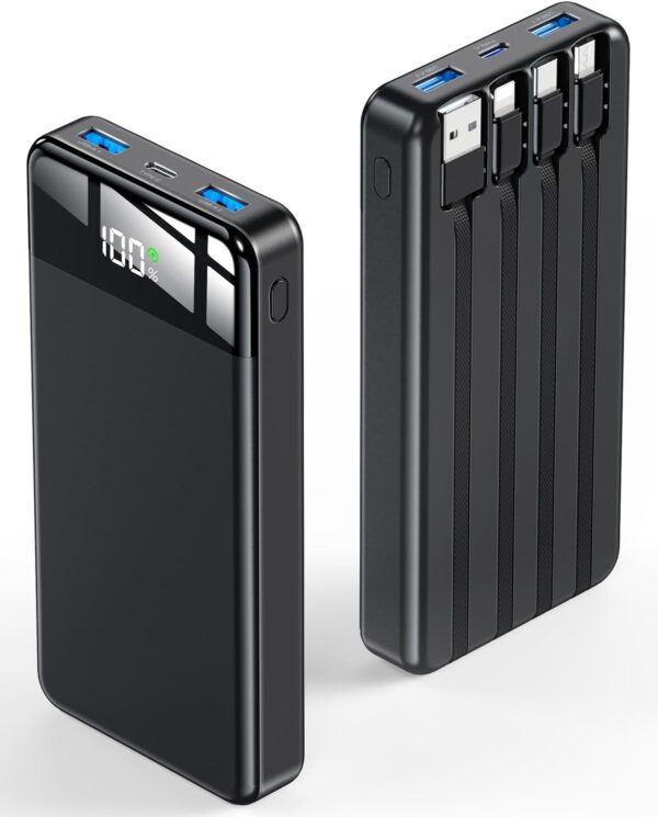 SABANI Portable Charger 35000mAh Power Bank - Portable Battery with 4 Built in Cables, 22.5W Fast Charging Battery Pack Compatible with iPhone 16 15 14 13 Samsung Android Phone etc (1 Pack, Black) - Image 7